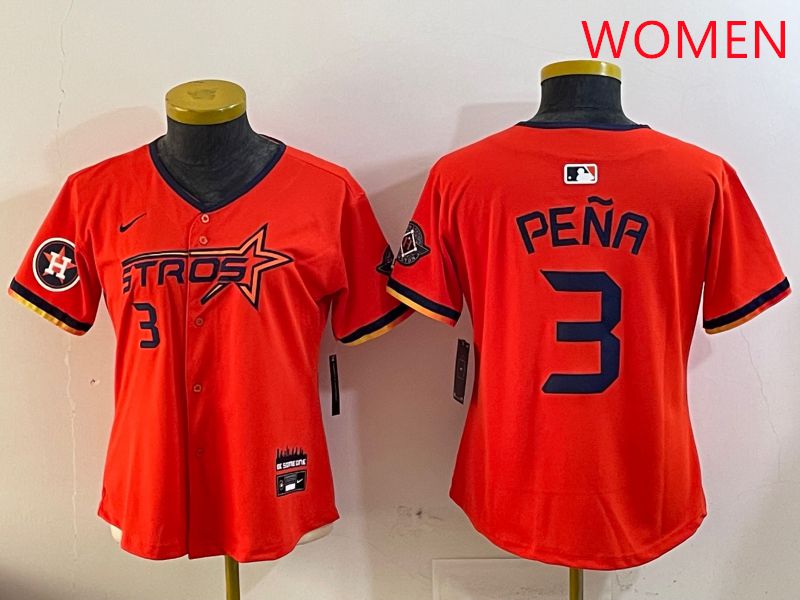 Women Houston Astros Blank #3 Pena Three generations Joint Name 2025 Nike MLB Jersey style 11